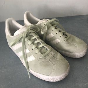 Mint green Addidas Gazelle shoes
